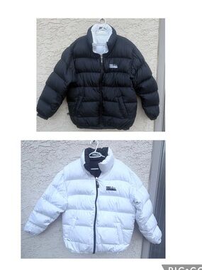 NICE Vintage 90’s First Down Men M Reversible Puffer Coat Ski Jacket Black/White